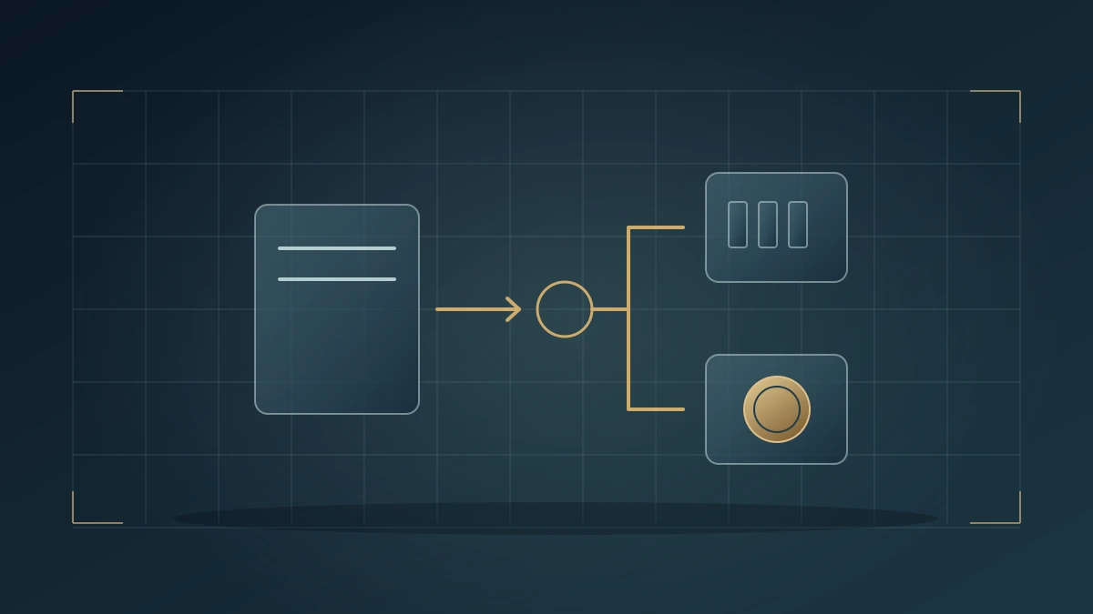 Options assignment: the brokerage workflow after an exercise notice. Original WFN vector illustration