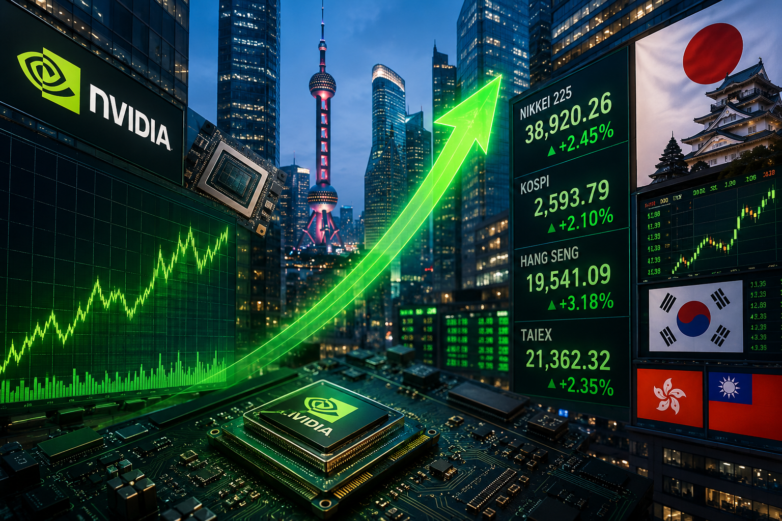 Asian Markets Surge as Nvidia and Chipmakers Fuel the AI Trade Asian Markets Surge as Nvidia and Chipmakers Fuel the AI Trade